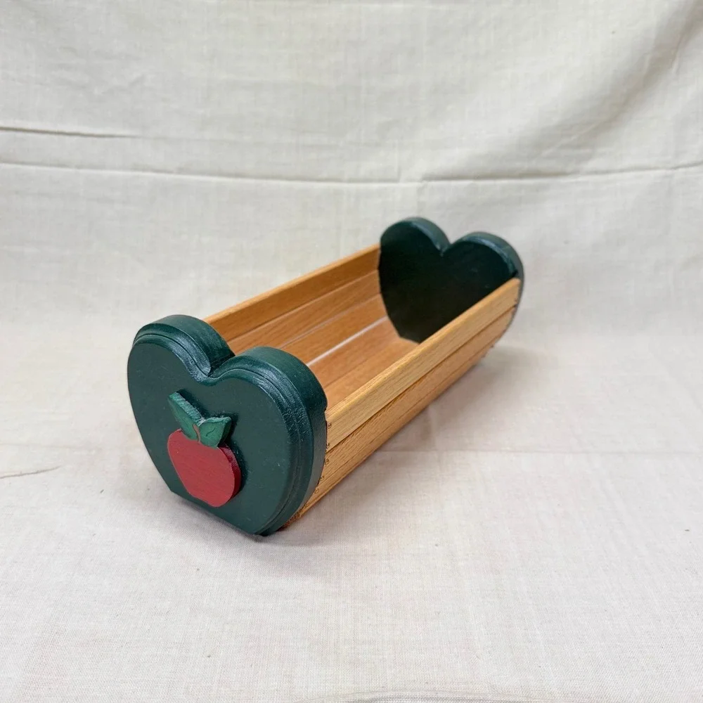 Vintage Heart Apple Wood Catchall Tray Entryway Organizer Cottage Decor